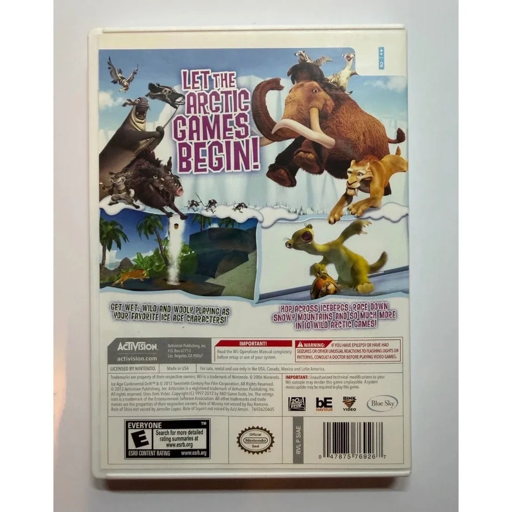 Ice Age Continental Drift Arctic Games Nintendo Wii Activision‎ 2012 CIB E Rated